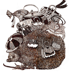 Еж-путешественник. Сепия